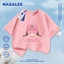 Áo thun ngắn tay cotton màu trắng cho trẻ em NASA, phong cách họa tiết cô gái đội mũ, dành cho bé 3-16 tuổi, áo sơ mi dáng rộng thoải mái
