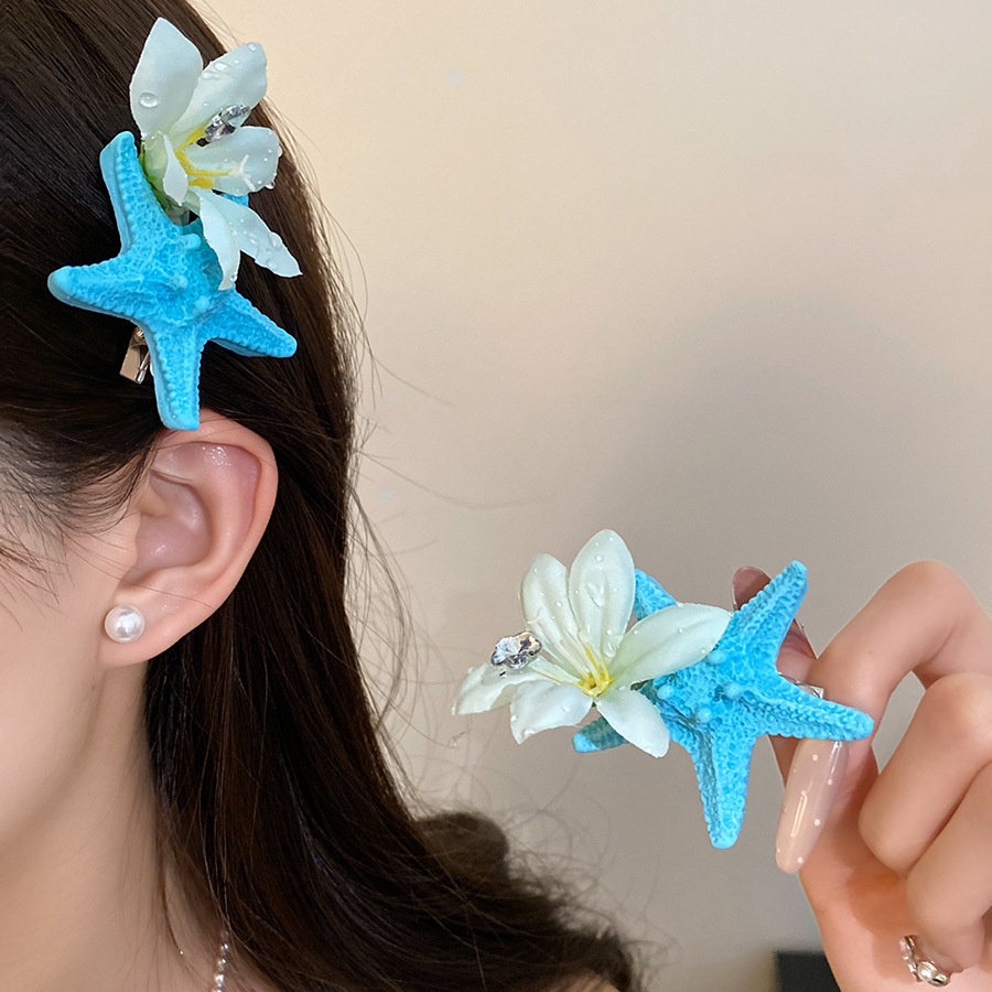 Pastel Sao Biển Hoa Tóc Kim Cương Giả Sương Thả Mùa Hè Đi Biển Phong Cách Đại Dương Tóc Barrette Cho Nữ Cô Gái Kỳ Nghỉ Hàng Ngày Mặc