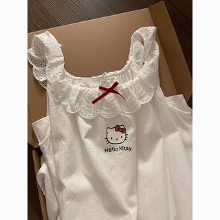 Váy ngủ ngọt ngào Hello Kitty Girl Váy ngủ mùa hè ren dễ thương