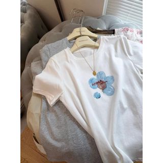 Áo thun nữ cổ tròn tay ngắn 100% cotton, thiết kế in hình hoạt hình