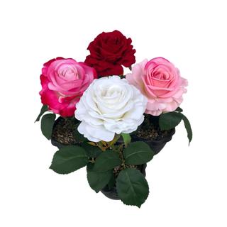 Cây trồng trong chậu hoa hồng nhân tạo 12cm Đầu hoa lớn Hoa hồng lụa giả Thực tế trong nhà Trang trí văn phòng tại nhà Thẩm mỹ Phong cách Bắc Âu Quà tặng Trang trí phòng