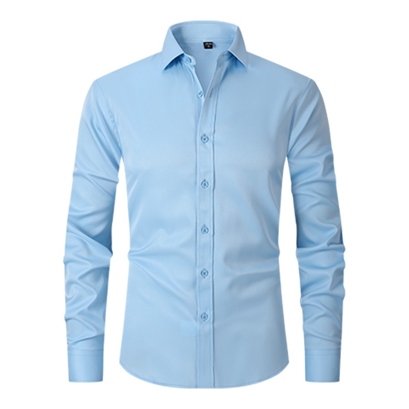 Mới Nam Trắng Tay Dài Công Sở Áo Sơ Mi Trang Trọng Cotton Nút Xanh Công Sở Áo Sơ Mi Thường Ngày