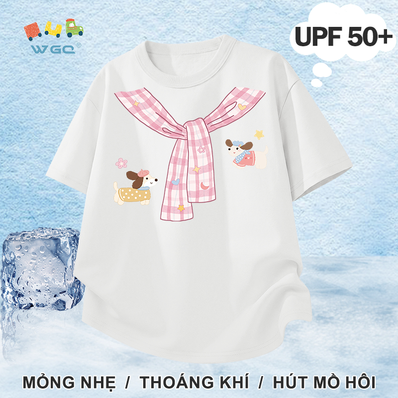 W.G.Q Áo thun bé gái，Áo thun thể thao phong cách mới mùa hè，có chức năng chống nắng UPF50 +，mát mẻ thoải mái，hấp thụ mồ hôi thoáng khí