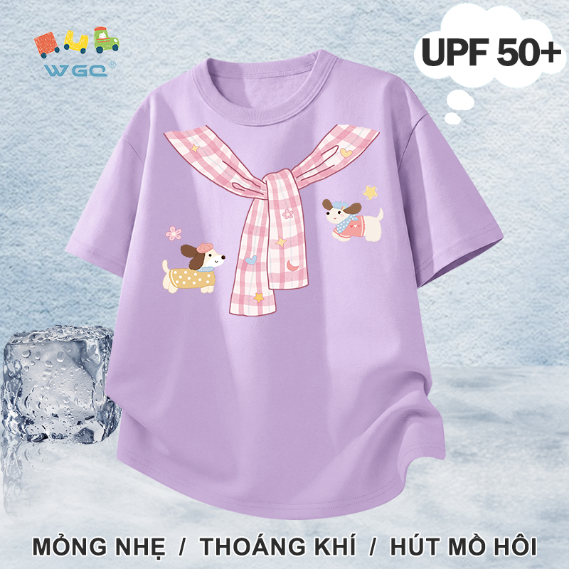 W.G.Q Áo thun bé gái，Áo thun thể thao phong cách mới mùa hè，có chức năng chống nắng UPF50 +，mát mẻ thoải mái，hấp thụ mồ hôi thoáng khí