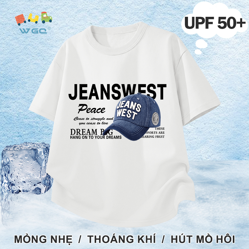 W.G.Q Áo thun bé trai，Phong cách mới mùa hè có in，Chức năng chống nắng UPF50 +，Thoải mái mát mẻ，thấm mồ hôi thoáng khí