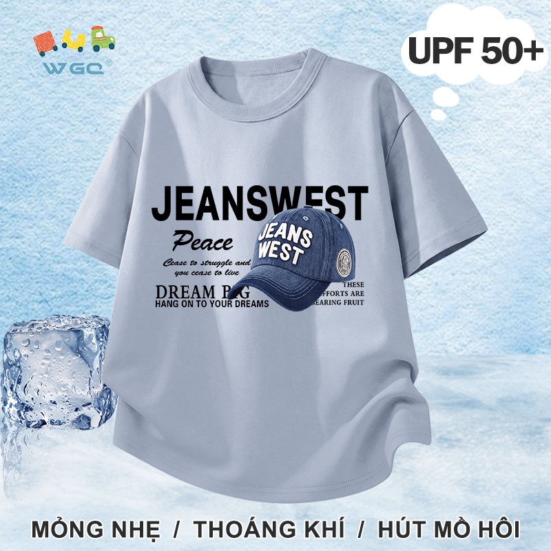 W.G.Q Áo thun bé trai，Phong cách mới mùa hè có in，Chức năng chống nắng UPF50 +，Thoải mái mát mẻ，thấm mồ hôi thoáng khí
