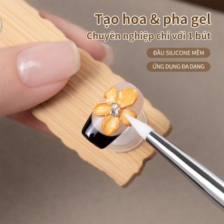 Bút silicon hai đầu chạm khắc gỗ đàn hương, tay cầm, vẽ móng, dụng cụ dập nổi màu