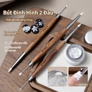 Bút silicon hai đầu chạm khắc gỗ đàn hương, tay cầm, vẽ móng, dụng cụ dập nổi màu