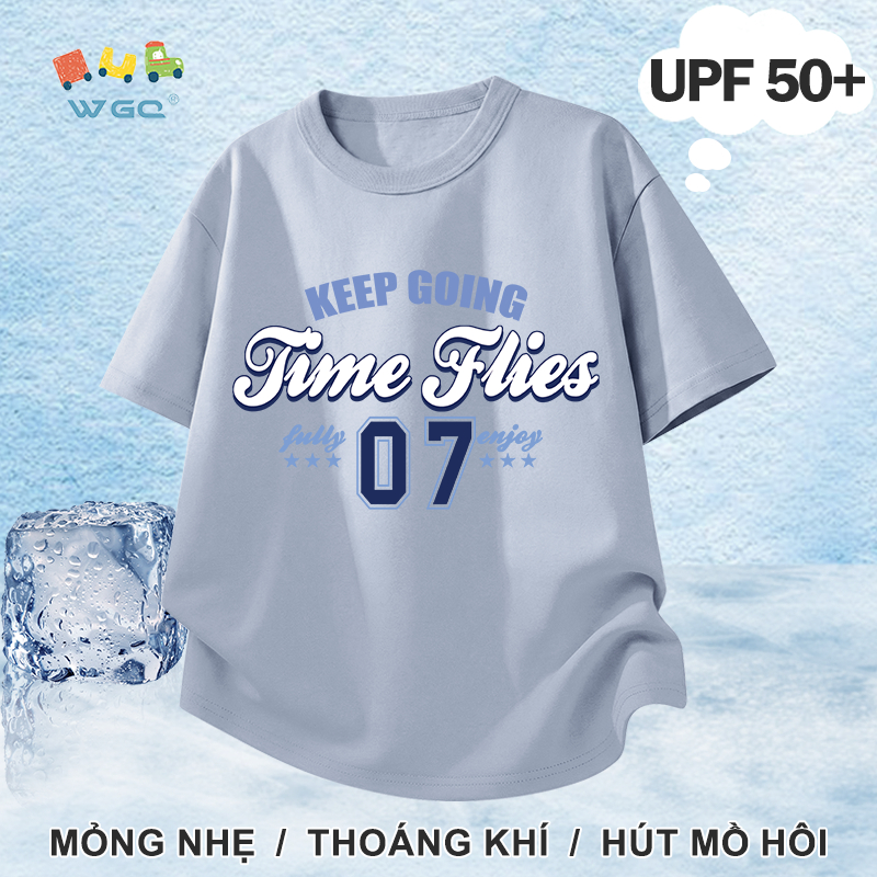 W.G.Q Áo thun bé trai，Phong cách mới mùa hè có in chữ，có chức năng chống nắng UPF50 +，Thoải mái mát mẻ，hấp thụ mồ hôi thoáng khí