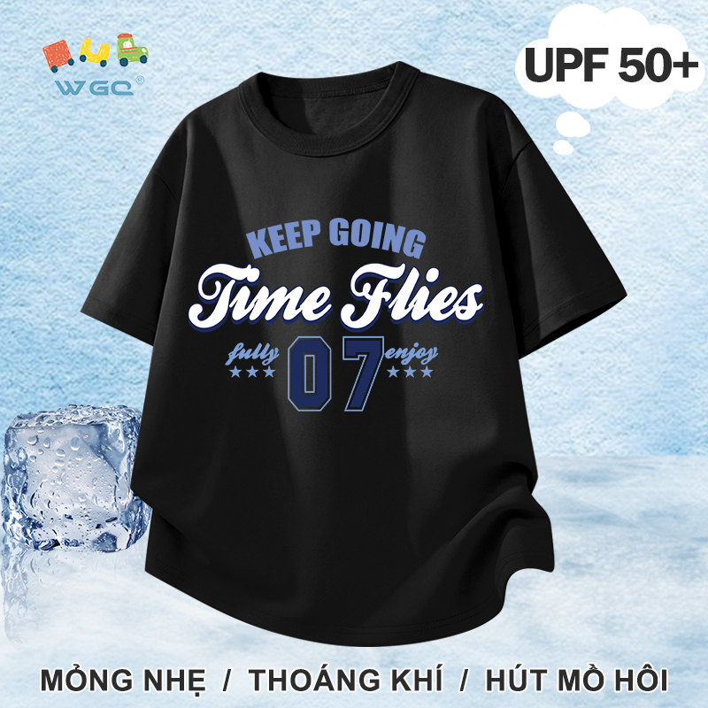 W.G.Q Áo thun bé trai，Phong cách mới mùa hè có in chữ，có chức năng chống nắng UPF50 +，Thoải mái mát mẻ，hấp thụ mồ hôi thoáng khí