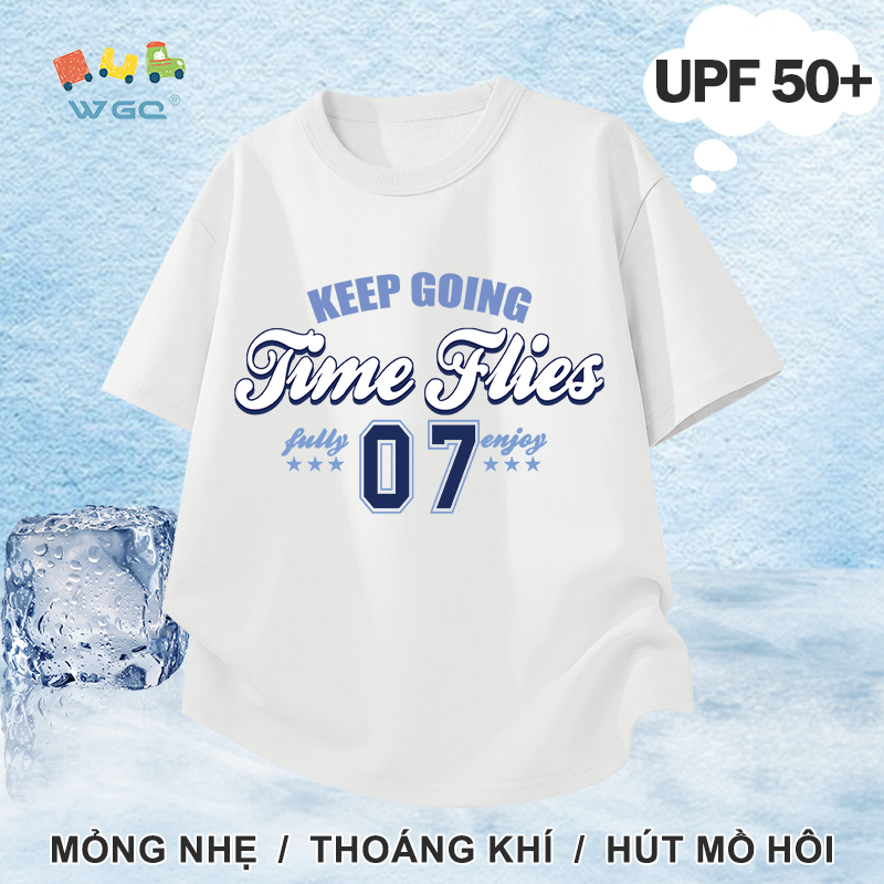 W.G.Q Áo thun bé trai，Phong cách mới mùa hè có in chữ，có chức năng chống nắng UPF50 +，Thoải mái mát mẻ，hấp thụ mồ hôi thoáng khí