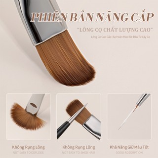 Bộ bàn chải móng tay nghệ thuật màu trắng sữa hoàn chỉnh bộ vẽ sơn lót bàn chải gradient pha trộn hoa vẽ đầu tròn đặc biệt công cụ gel UV