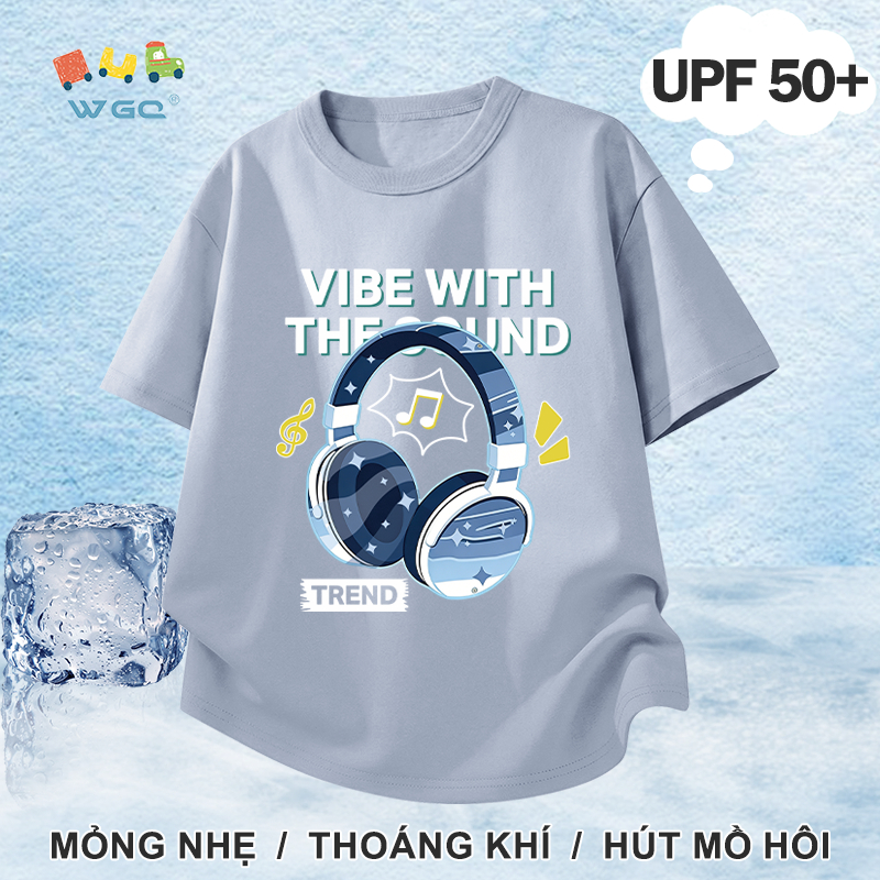 W.G.Q Áo thun bé trai，Phong cách mới mùa hè có in，Chức năng chống nắng UPF50 +，Thoải mái mát mẻ，hấp thụ mồ hôi thoáng khí