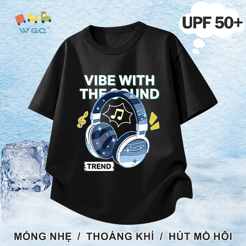 W.G.Q Áo thun bé trai，Phong cách mới mùa hè có in，Chức năng chống nắng UPF50 +，Thoải mái mát mẻ，hấp thụ mồ hôi thoáng khí