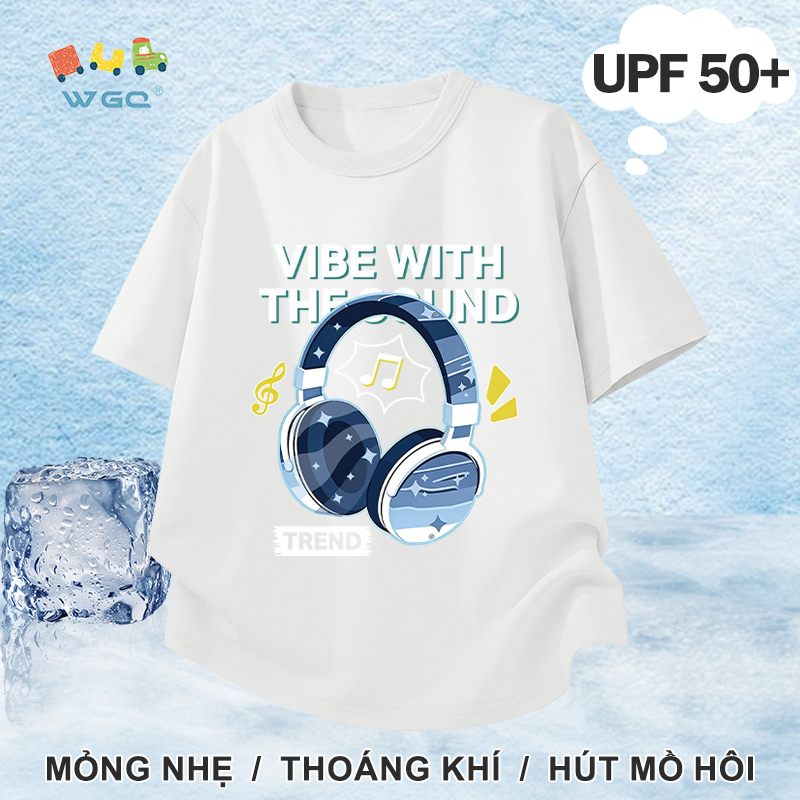 W.G.Q Áo thun bé trai，Phong cách mới mùa hè có in，Chức năng chống nắng UPF50 +，Thoải mái mát mẻ，hấp thụ mồ hôi thoáng khí