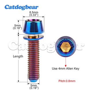 Bu lông titan Catdogbear M5x16 / 18 / 20mm có vòng đệm Thích hợp cho thân xe đạp