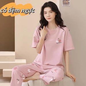 【HOT BÁN CHẠY - CÓ ĐỆM NGỰC】Bộ Đồ Ngủ Mặc Nhà Tay Ngắn Quần Dài Mỏng Nhẹ Mùa Hè - Chống Muỗi Mềm Mại Ôm Sát Da