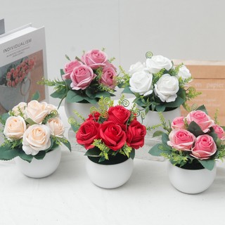 Nhân Tạo Hoa Hồng Chậu Cây Lụa Mini Cây Cảnh Trang Trí Nhà Thẩm Mỹ Hoa Giả Bàn Trang Trí Quà Tặng Lưu Niệm Đám Cưới Văn Phòng Sân Vườn Trang Trí Máy Tính Để Bàn