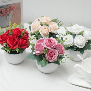 Nhân Tạo Hoa Hồng Chậu Cây Lụa Mini Cây Cảnh Trang Trí Nhà Thẩm Mỹ Hoa Giả Bàn Trang Trí Quà Tặng Lưu Niệm Đám Cưới Văn Phòng Sân Vườn Trang Trí Máy Tính Để Bàn