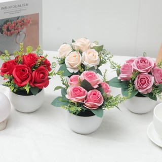 Nhân Tạo Hoa Hồng Chậu Cây Lụa Mini Cây Cảnh Trang Trí Nhà Thẩm Mỹ Hoa Giả Bàn Trang Trí Quà Tặng Lưu Niệm Đám Cưới Văn Phòng Sân Vườn Trang Trí Máy Tính Để Bàn