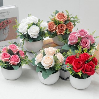 Nhân Tạo Hoa Hồng Chậu Cây Lụa Mini Cây Cảnh Trang Trí Nhà Thẩm Mỹ Hoa Giả Bàn Trang Trí Quà Tặng Lưu Niệm Đám Cưới Văn Phòng Sân Vườn Trang Trí Máy Tính Để Bàn