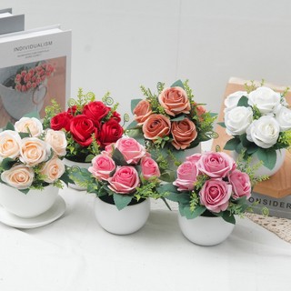 Nhân Tạo Hoa Hồng Chậu Cây Lụa Mini Cây Cảnh Trang Trí Nhà Thẩm Mỹ Hoa Giả Bàn Trang Trí Quà Tặng Lưu Niệm Đám Cưới Văn Phòng Sân Vườn Trang Trí Máy Tính Để Bàn