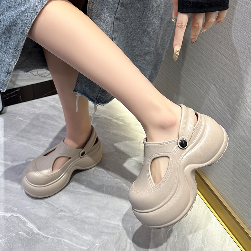 WHX [18-59 Tuổi] 26 Dép Đế Dày Phong Cách Mới Thời Trang Nữ Tăng Chiều Cao Đơn Giản Chống Trơn Trượt Dép Dày Chống Mài Mòn Dép