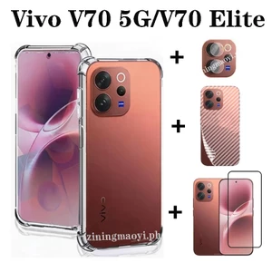 Bộ 4in1 Trọn Bộ Cho [Vivo V70 5G V70 Elite Y05, Y04, Y03, Y02, Y19S, Y31, Y21D, Y31D] - Ốp Lưng Trong Suốt + Kính Cường Lực + Ống Kính Máy Ảnh + Bảo Vệ Mặt Sau, Bảo Vệ Toàn Diện Tối Giản