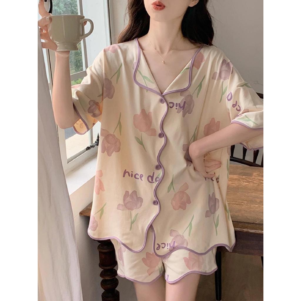 Set đồ ngủ nữ nhiều họa tiết [BÁN CHẠY TRÊN INS] - Form rộng thoải mái, phong cách Hàn Quốc