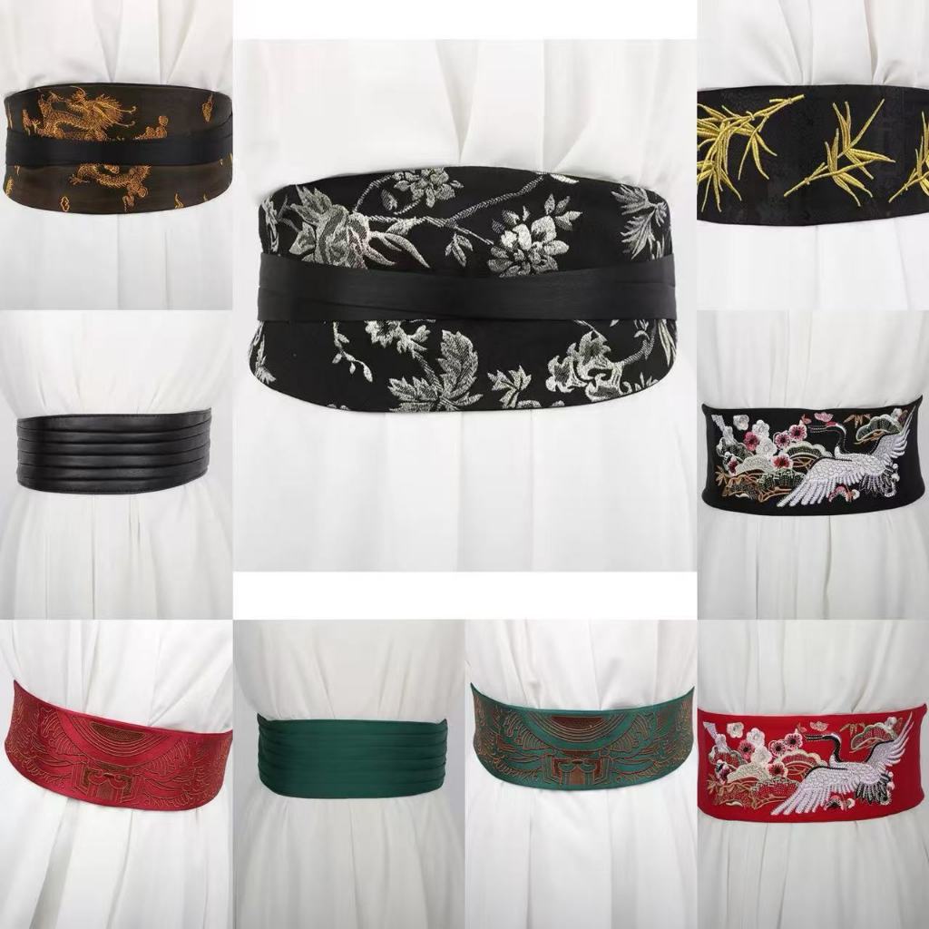 [Bộ sưu tập công nghiệp nặng 40 kiểu] Phong cách cổ điển Công nghiệp nặng thêu Satin Dây thun thêu phong cách dân tộc Thắt lưng phong cách cung điện Dây buộc tất cả các trận đấu W