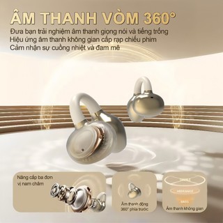 Tai nghe Bluetooth kẹp tai KY88 Thiết kế cầu chữ C, Công nghệ nghe mở (Open-ear), Tự động nhận diện tai trái/phải, Âm thanh Stereo chuẩn HiFi, Điều khiển cảm ứng, Chống nước IPX5, Bluetooth 5.4.