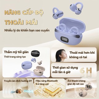 KY99 Mới Nhất Tai Nghe Kẹp Tai, Thiết kế cầu chữ C, Công nghệ nghe hở tai, Tự động nhận dạng trái-phải, Âm thanh nổi cấp HiFi, Điều khiển cảm ứng, Chống nước IPX5, Bluetooth 5.4, Hình dạng đá cuội,Freeclip, Không có cảm giác khi đeo