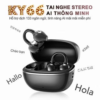 KY66-AI Tai Nghe Kẹp Tai, Tai nghe AI dịch đồng thời, Có thể dịch được 133 ngôn ngữ, Dịch trực tiếp khi video call, Thiết kế cầu chữ C, Công nghệ nghe hở tai, Tự động nhận dạng trái-phải, Đàm thoại HD và âm bass tuyệt hảo [AI miễn phí trọn đời]