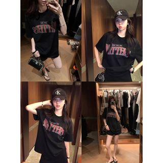 Áo Thun Nữ Tay Ngắn Cổ Tròn 100% Cotton, Thiết Kế Họa Tiết Hoạt Hình·