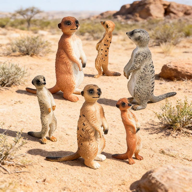 Đồ chơi mô phỏng sa mạc rắn động vật hoang dã: mô hình Mongoose xám đầm lầy đuôi mịn, nhận thức cho trẻ em
