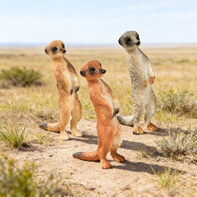 Đồ chơi mô phỏng sa mạc rắn động vật hoang dã: mô hình Mongoose xám đầm lầy đuôi mịn, nhận thức cho trẻ em