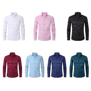 Mới Nam Trắng Tay Dài Công Sở Áo Sơ Mi Trang Trọng Cotton Nút Xanh Công Sở Áo Sơ Mi Thường Ngày