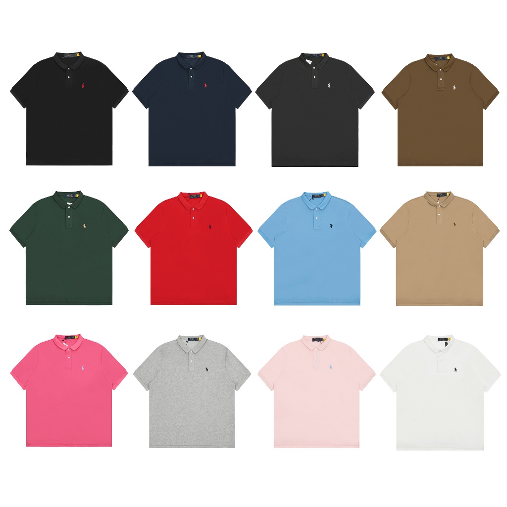 Áo sơ mi Polo Unisex Logo nhỏ cổ điển, Trang phục hàng ngày & công sở, Vải Cotton Piqué nhập khẩu 12 màu