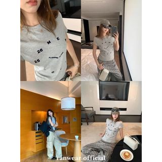 Áo thun nữ cổ tròn 100% cotton, thiết kế hoa văn hoạt hình, dễ phối đồ