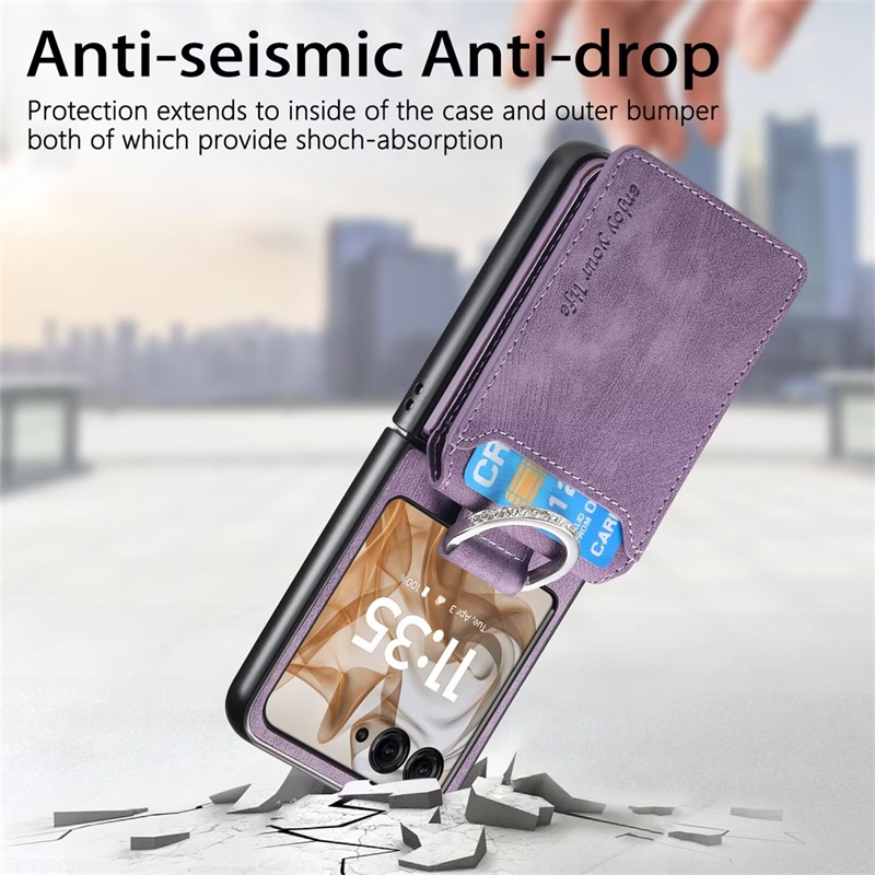 Dành Cho Motorola Moto Razr 40 50 60 Ultra Pro Razr + 2025 Flip Cover Có Thể Gập Lại Vỏ Điện Thoại Có Khe Cắm Thẻ Giá Đỡ Nhẫn Chân Đế Vỏ Bảo Vệ Chống Sốc