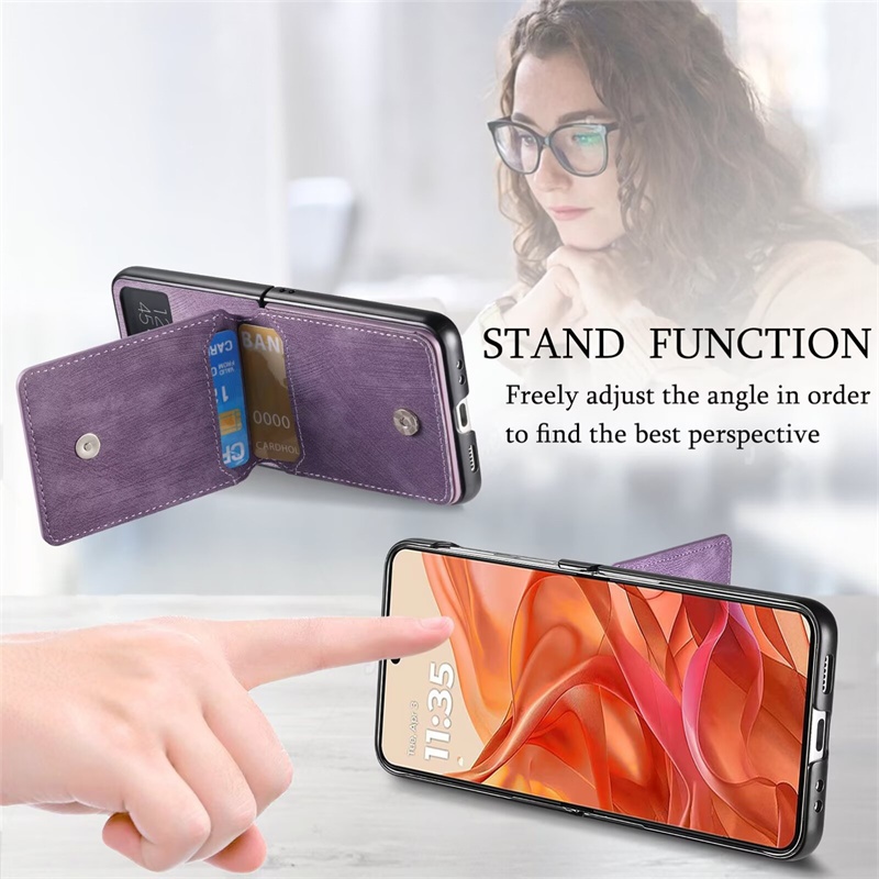 Dành Cho Motorola Moto Razr 40 50 60 Ultra Pro Razr + 2025 Flip Cover Có Thể Gập Lại Vỏ Điện Thoại Có Khe Cắm Thẻ Giá Đỡ Nhẫn Chân Đế Vỏ Bảo Vệ Chống Sốc