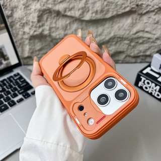 Cảm giác da tông màu kép Giá đỡ vòng chữ A xoay từ tính hút va chạm màu vỏ điện thoại phù hợp cho iPhone 11 12 13 14 15 16 17 Pro Max bao gồm tất cả vỏ silicon chống rơi