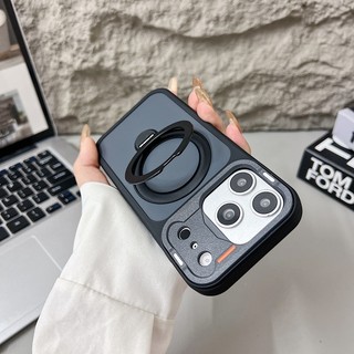 Cảm giác da tông màu kép Giá đỡ vòng chữ A xoay từ tính hút va chạm màu vỏ điện thoại phù hợp cho iPhone 11 12 13 14 15 16 17 Pro Max bao gồm tất cả vỏ silicon chống rơi