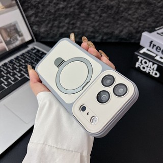 Ốp điện thoại từ tính khung tròn hình tròn cảm giác da phù hợp cho iPhone 11 12 13 14 15 16 17 Pro Max toàn diện gương bảo vệ chống rơi vỏ silicon