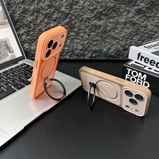 Ốp điện thoại từ tính khung tròn hình tròn cảm giác da phù hợp cho iPhone 11 12 13 14 15 16 17 Pro Max toàn diện gương bảo vệ chống rơi vỏ silicon