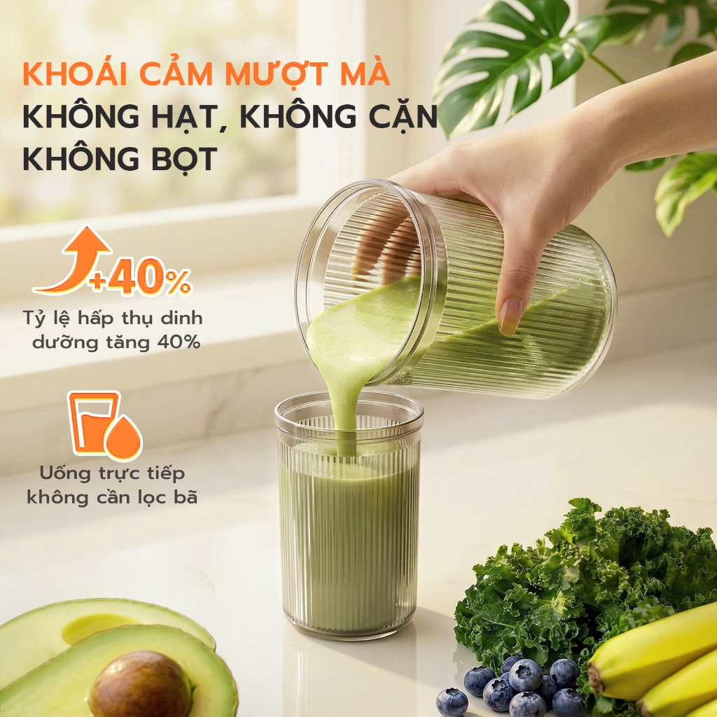 [Hàng mới về] Máy ép trái cây chậm (Máy ép lạnh) | Thoát bột giấy | Dễ dàng tháo rời | Làm kem