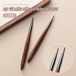Miss Gooey Bút vẽ móng tay trực tuyến phổ biến có tay cầm bằng gỗ đàn hương kiểu ngắn để vẽ cánh hoa và phác thảo