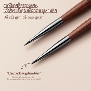 Miss Gooey Bút vẽ móng tay trực tuyến phổ biến có tay cầm bằng gỗ đàn hương kiểu ngắn để vẽ cánh hoa và phác thảo