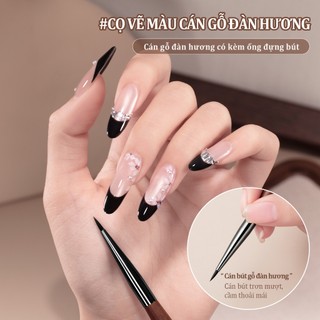 Miss Gooey Bút vẽ móng tay trực tuyến phổ biến có tay cầm bằng gỗ đàn hương kiểu ngắn để vẽ cánh hoa và phác thảo