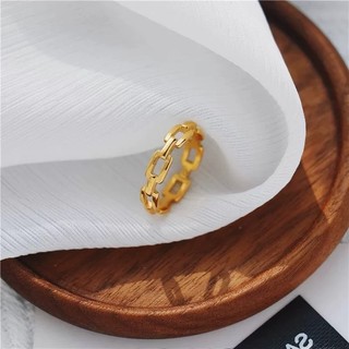 Rỗng Cặp Đôi Nhẫn Dây Xích Liên Kết Thép Titan Tối Giản Không Mòn Trang Sức Thời Trang Cho Nữ Cô Gái